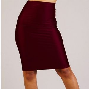 Burgundy pencil skirt